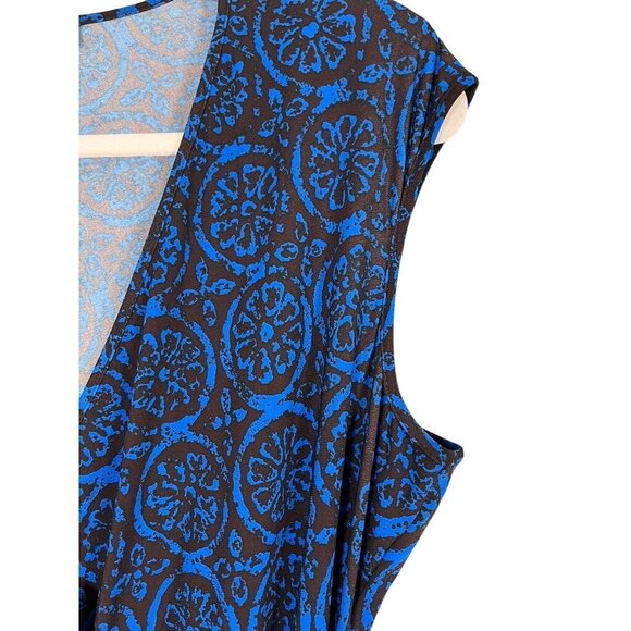 Lauren Ralph Lauren Wrap Midi Dress 14 Blue Citrus Resort Preppy Old Money Chic - Picture 3 of 9